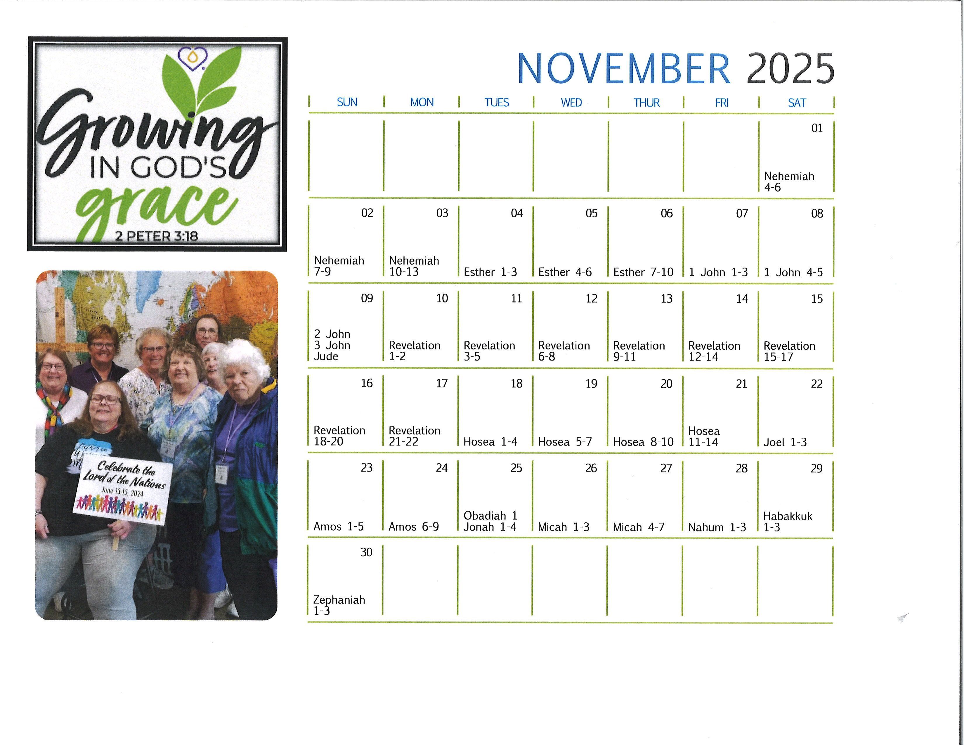 November reading Calendar